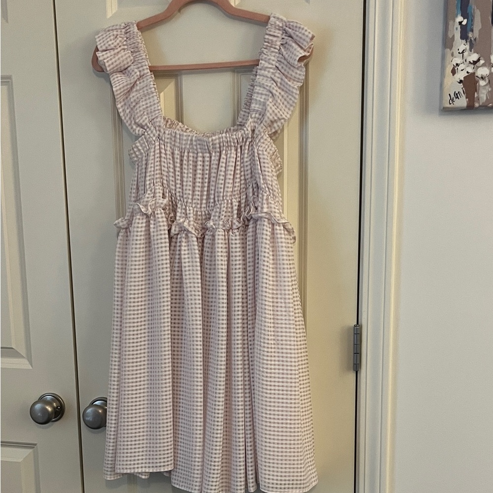 Elegant Pink Gingham Dress